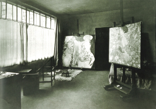 Klimts Atelier in der Feldmühlgasse 11 kurz nach dem Tod des Künstlers, 1918
