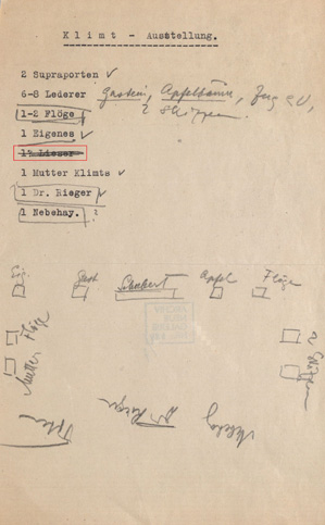 Notizblatt des Otto Kallir-Nirenstein für die Klimt-Ausstellung, Neue Galerie, Wien 1926